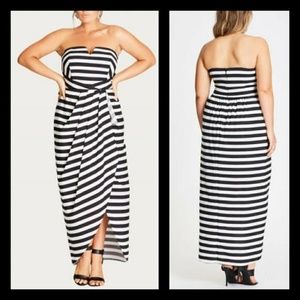City Chic, Fair Lady Black & White Stripe Maxi, 18